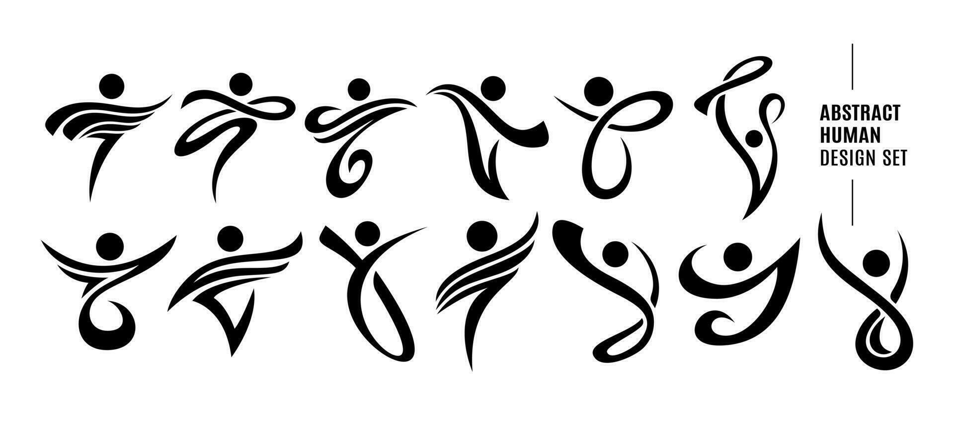 moderno linea swoosh umano astratto icona logo design impostato vettore