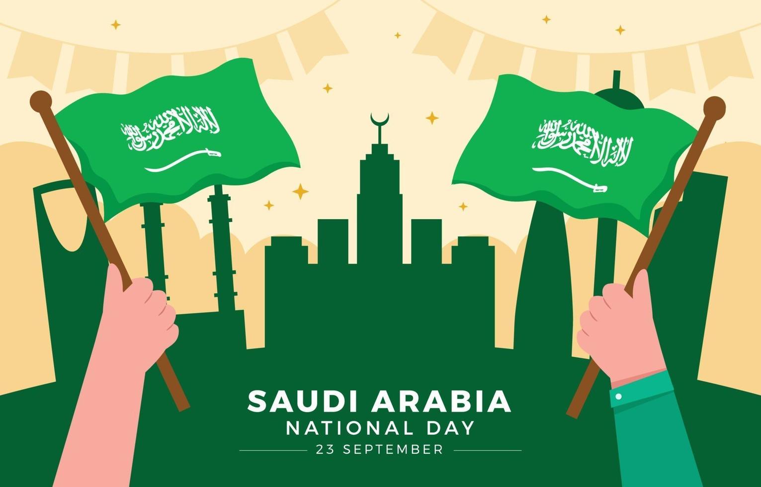 biglietto di auguri per la festa nazionale dell'arabia saudita vettore