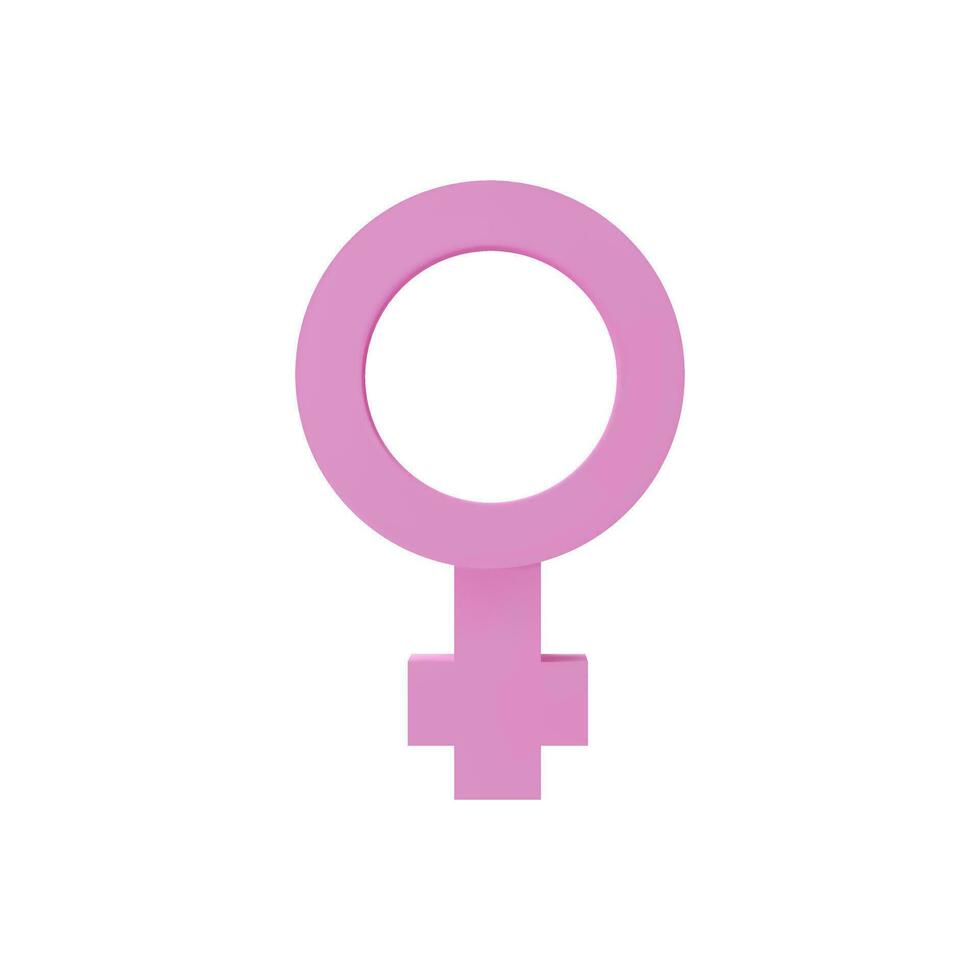 internazionale 3d rendere rosa femmina simbolo. realistico ragazza Genere, vettore illustrazione sesso concetto. femminile elemento di donne. amore potenza. signora unione