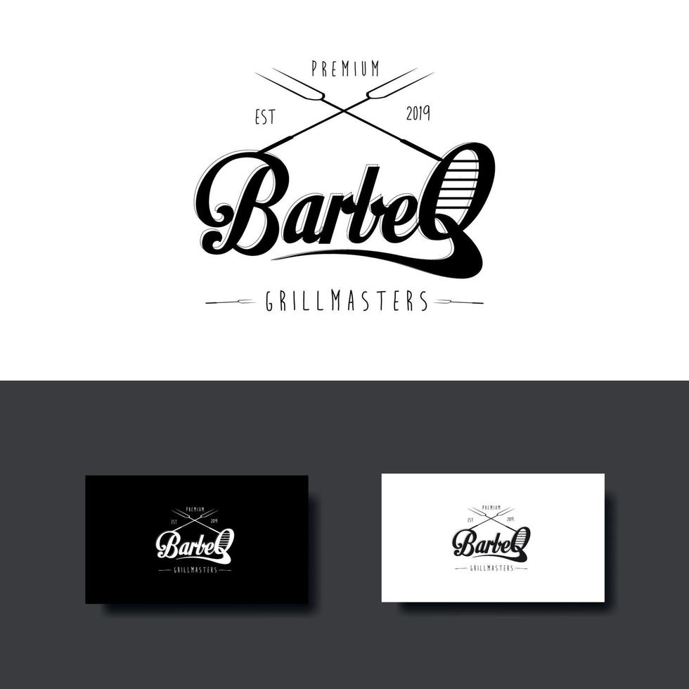 design del logo barbecue con stile vintage vettore