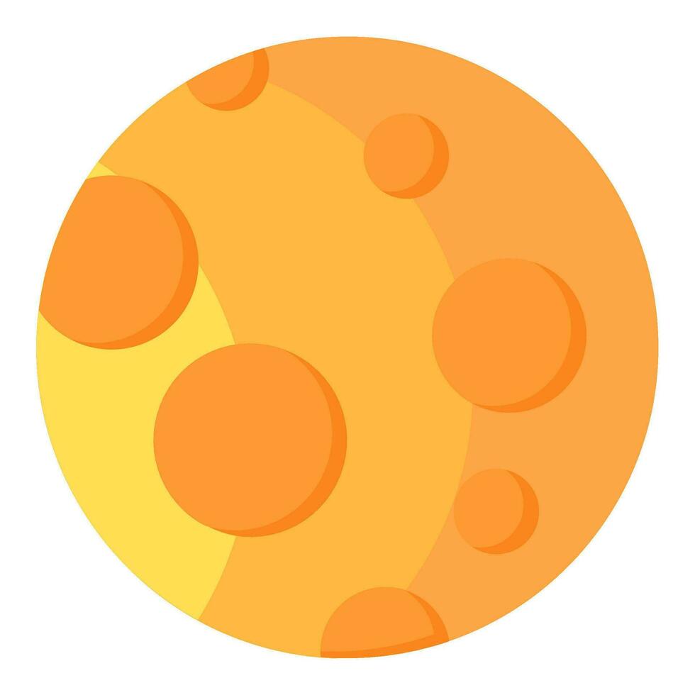 arancia pianeta coperto nel crateri piatto icona vettore