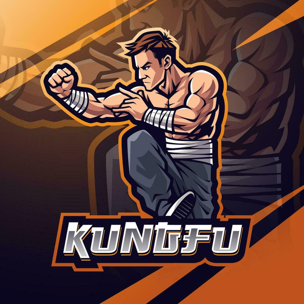 kungfu esport portafortuna logo design vettore