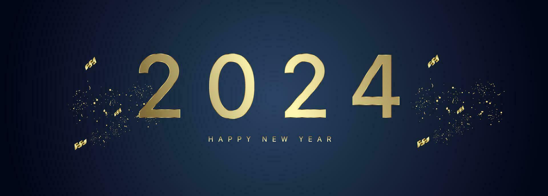contento nuovo anno 2024 con oro nastri vettore