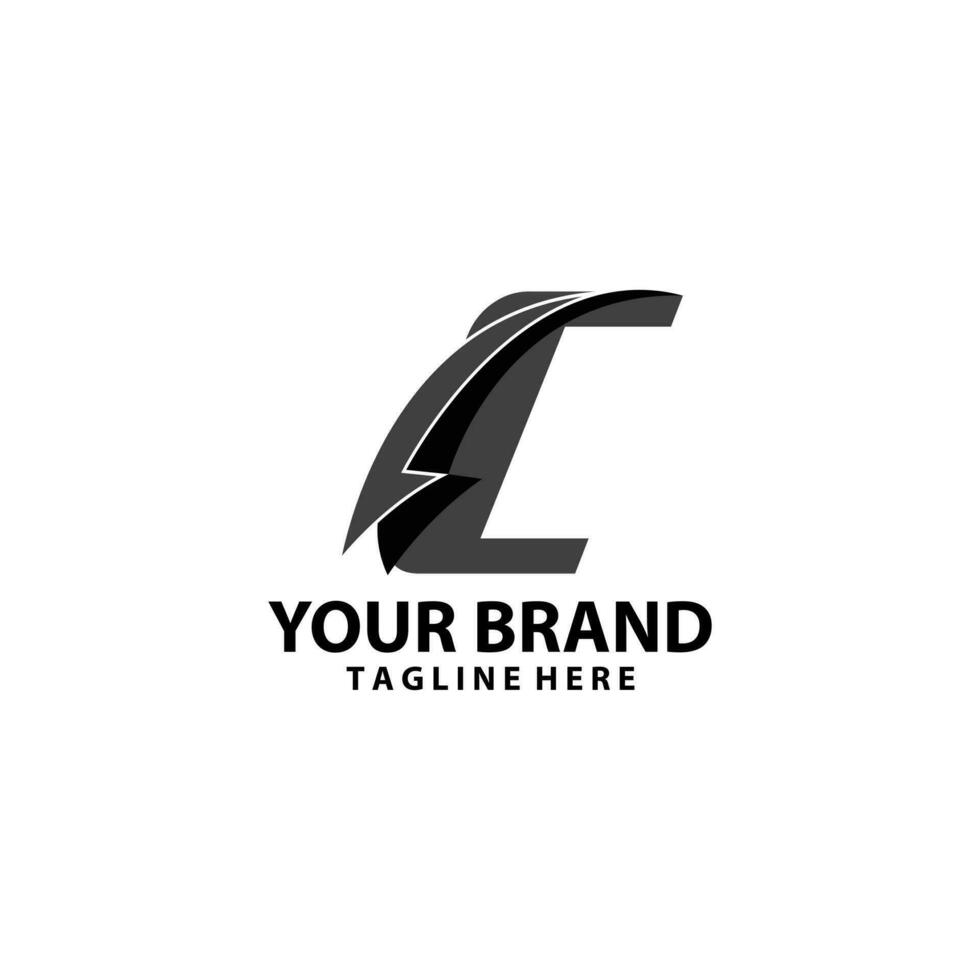 lettera c font monogramma freccia ombra logo design vettore