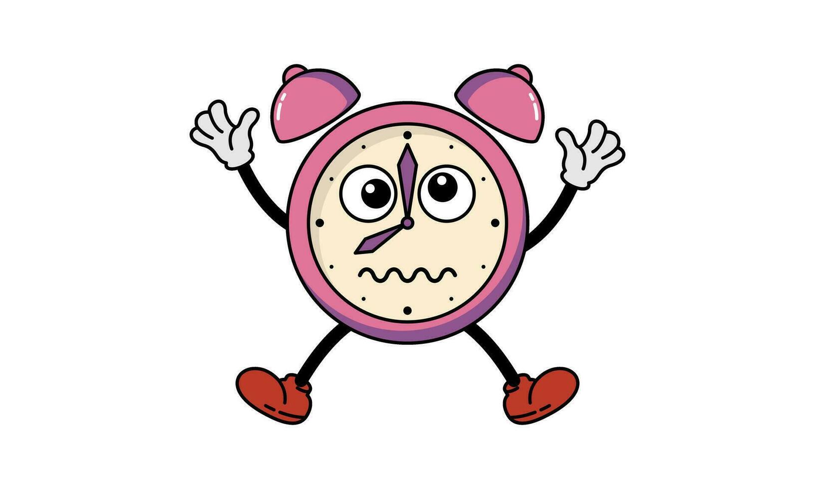 vertiginoso allarme orologio personaggio cartone animato vettore illustrazione isolato su bianca sfondo