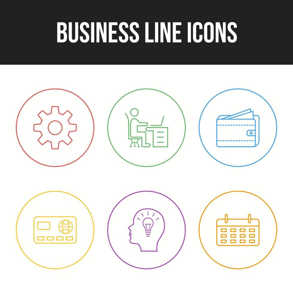 6 set di icone vettoriali di linea business unica