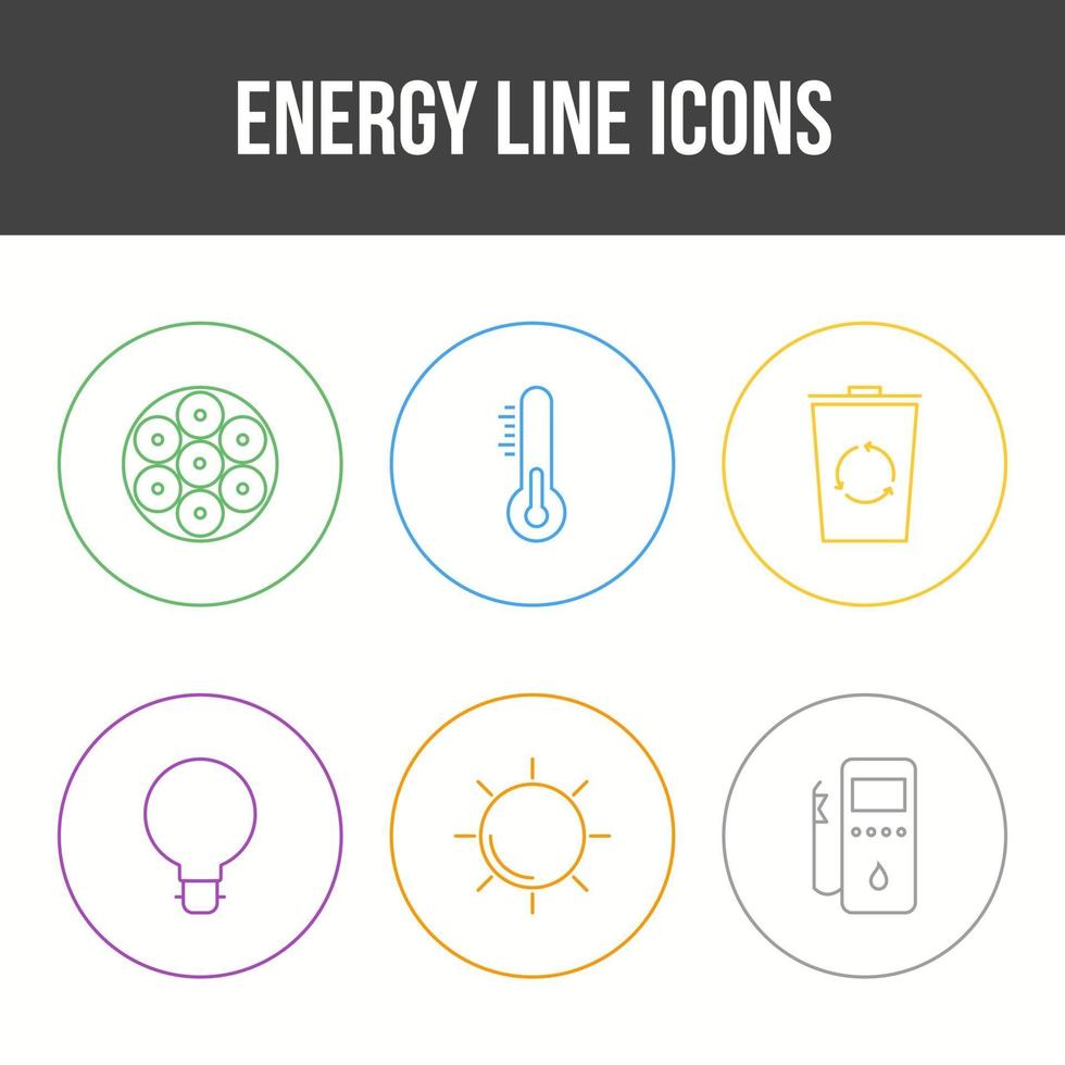 set di icone vettoriali di linea energetica unica