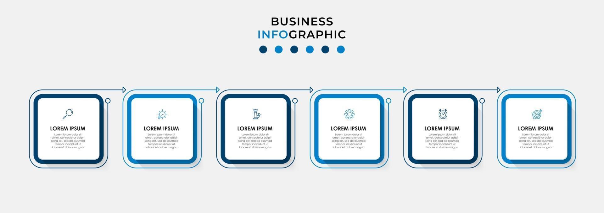 modello di progettazione infografica con icone e 6 opzioni o passaggi vettore