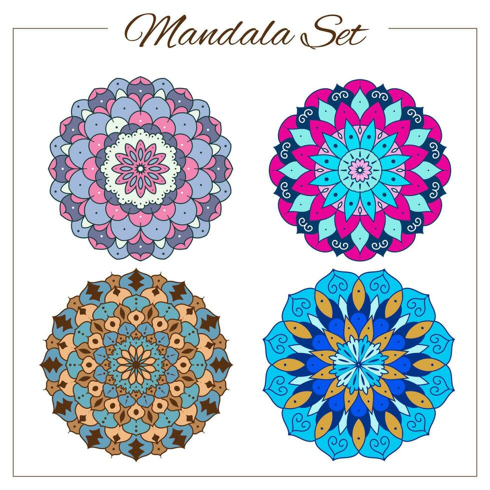 geometrico orientale ornamento impostare. colorato vettore mandala per decorazione stampa, disegno, logo, yoga, indiano e Arabo stampe.