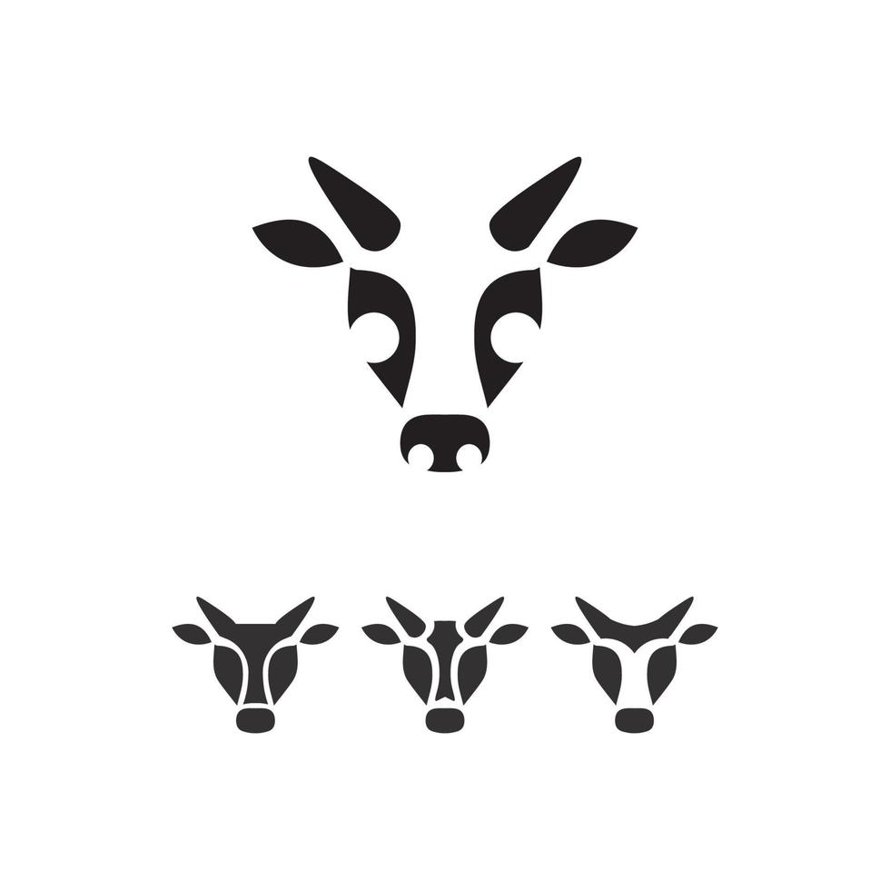 corno di mucca e testa mucca e animale vettore e logo design