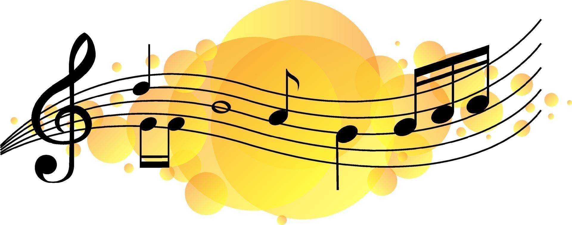 simboli di melodia musicale su macchia gialla vettore