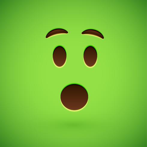 Emoticon realistico verde faccia sorridente, illustrazione vettoriale