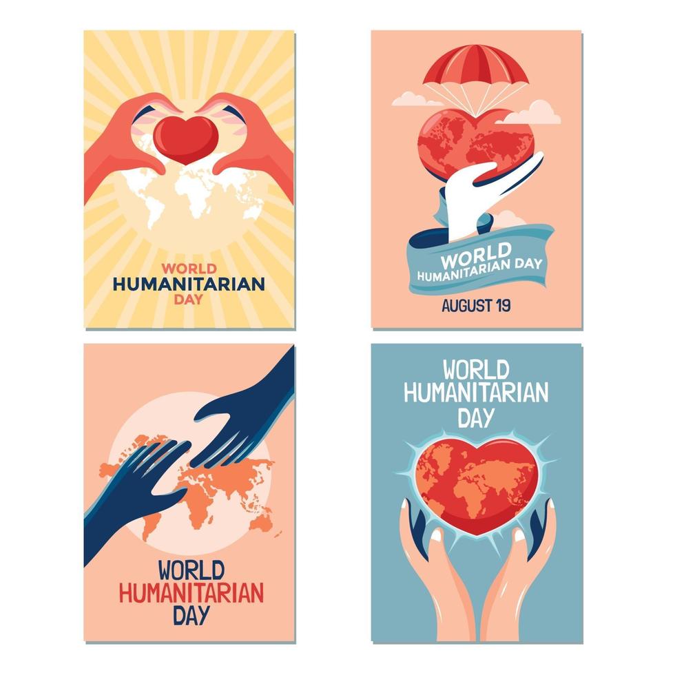 collezione di carte concetto giornata umanitaria internazionale vettore