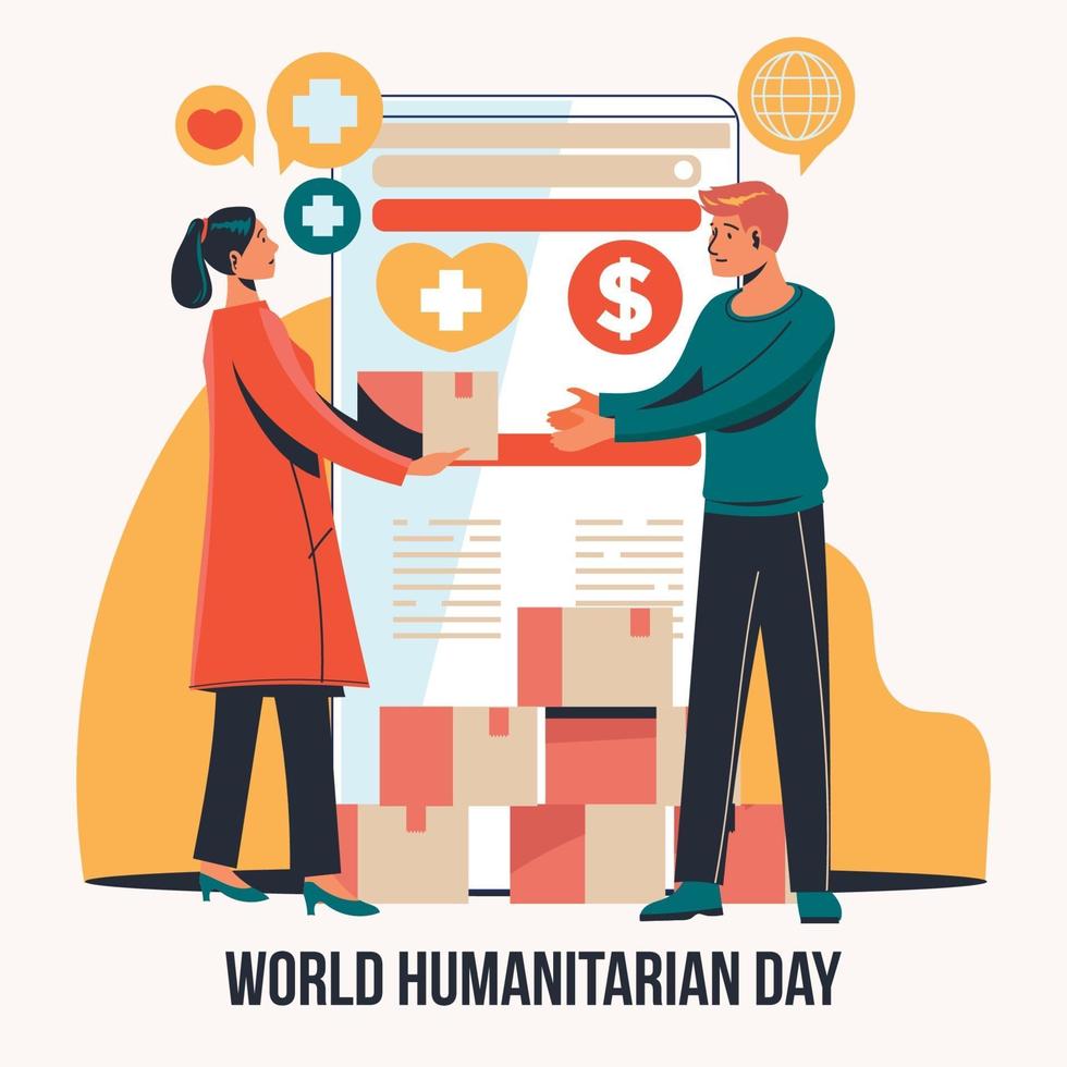giornata mondiale umanitaria con attivismo per raccogliere donazioni vettore