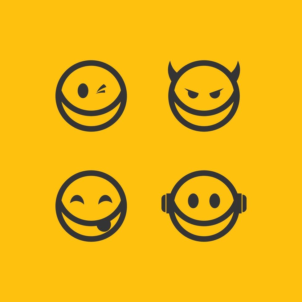 sorriso icona logo disegno vettoriale emoticon felice e vettore emoji felicità