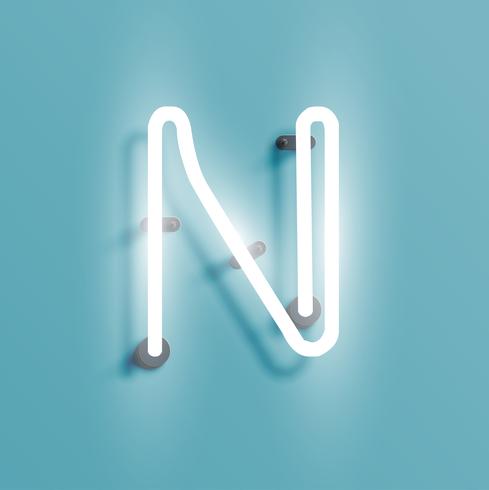 Carattere al neon realistico da un fontset, illustrazione vettoriale