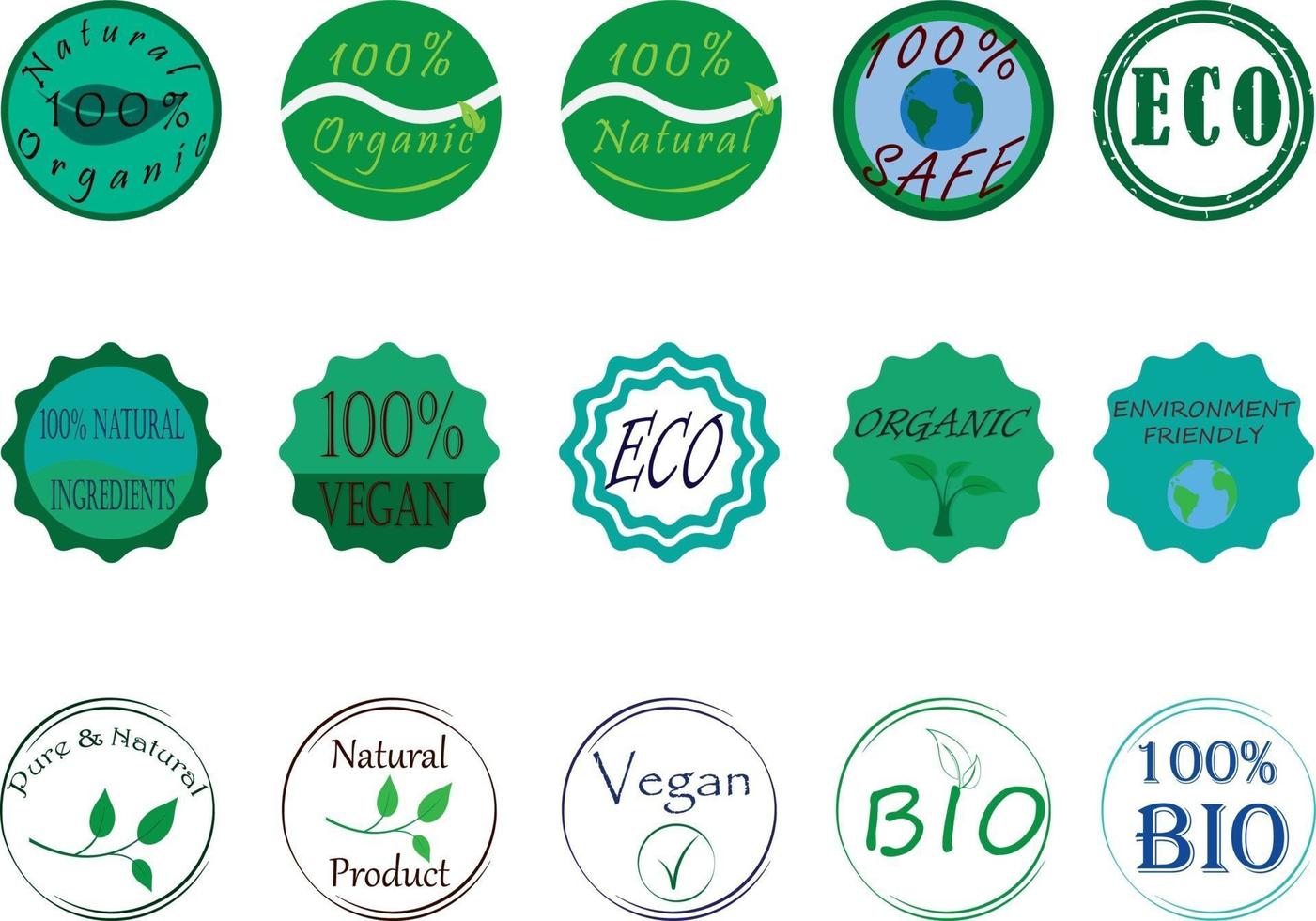 set di icone bio eco naturale organico vettore