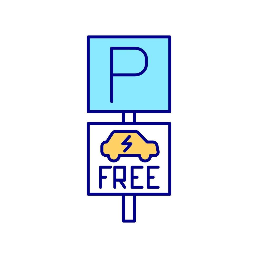ev parcheggio gratuito icona a colori rgb. vettore
