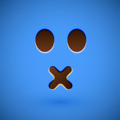 Emoticon realistico blu faccina sorridente, illustrazione vettoriale