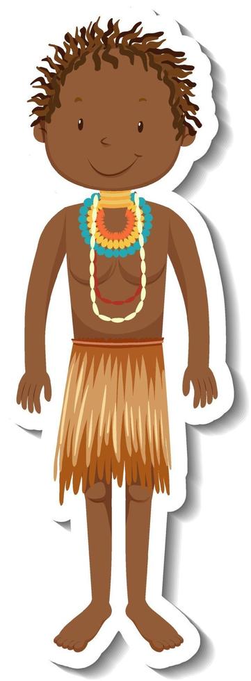 adesivo personaggio dei cartoni animati uomo tribale africano vettore
