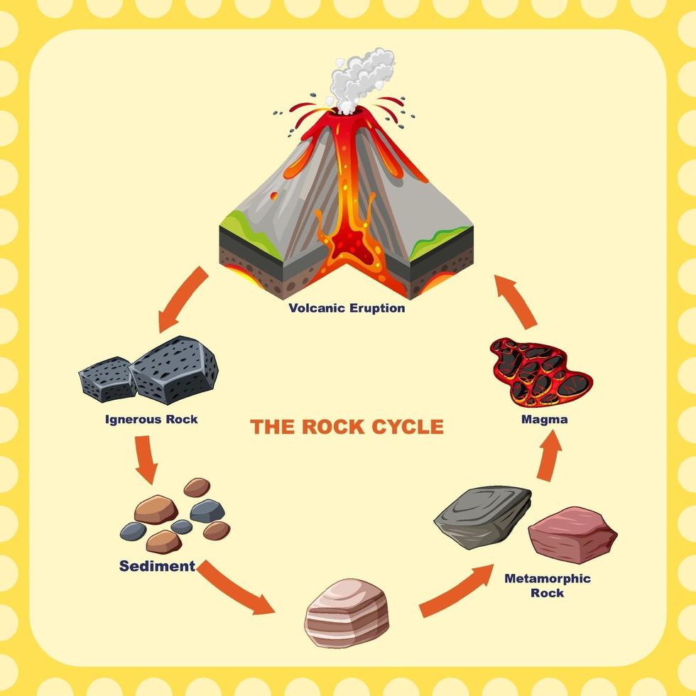 diagramma che mostra il ciclo delle rocce vettore