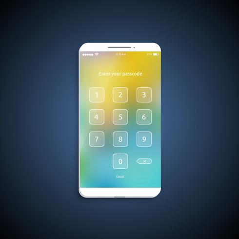 Superficie dell&#39;interfaccia utente semplice e colorata per smartphone - schermata di login, illustrazione vettoriale
