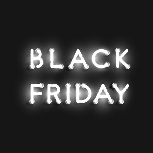 Realistico neon &#39;BLACK FRIDAY&#39; segno, illustrazione vettoriale