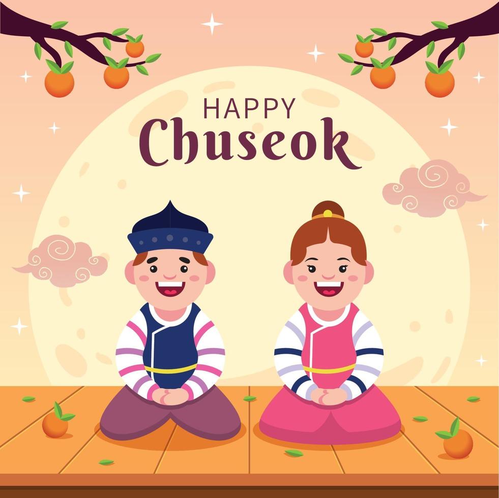 chuseok festival coreano di metà autunno vettore