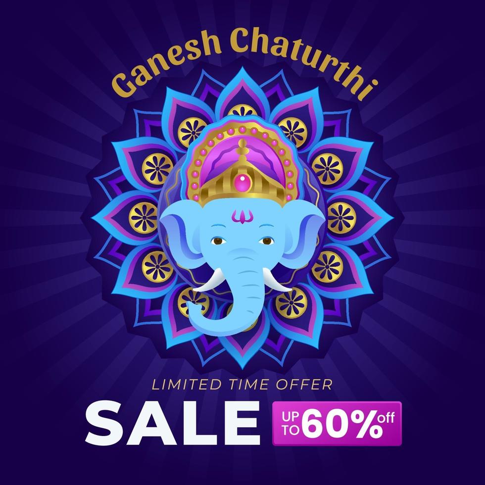 sfondo di vendita di ganesh chaturthi blu scuro vettore