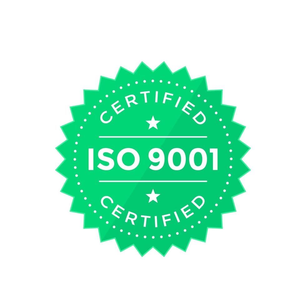 badge iso 9001, verde su bianco vettore