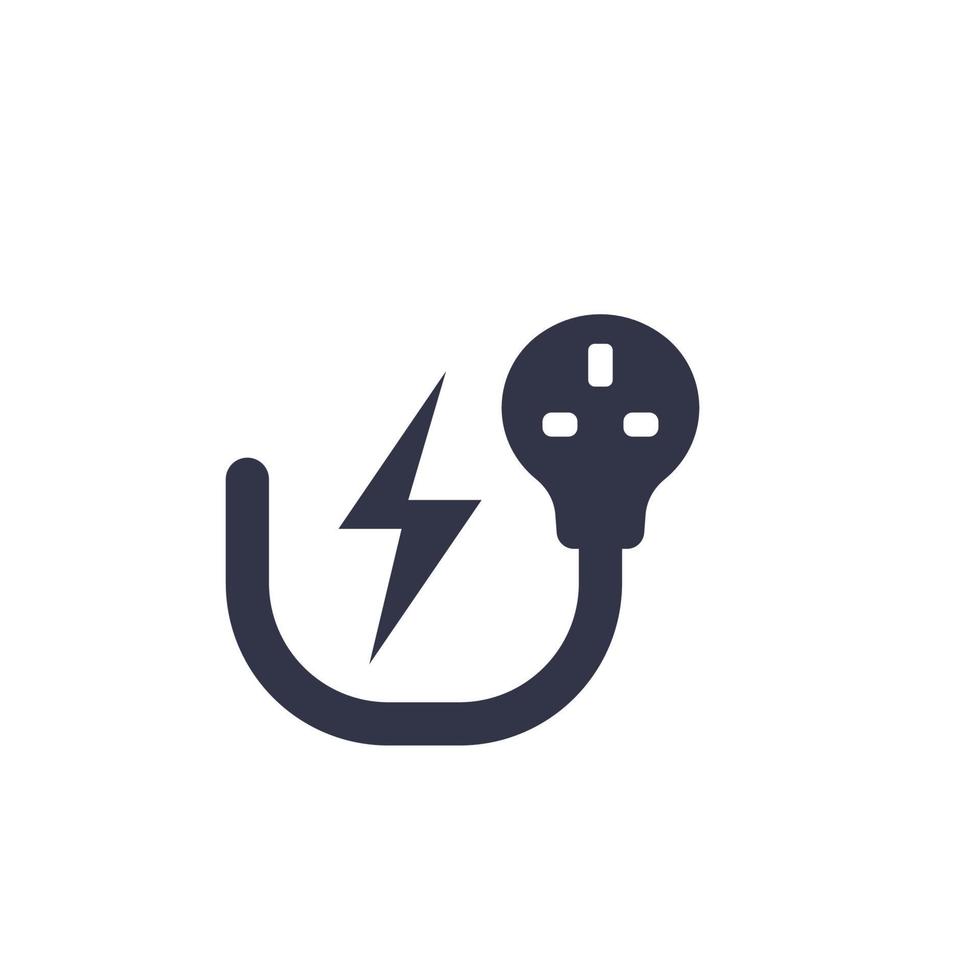 spina elettrica del Regno Unito, simbolo di elettricità su bianco vettore