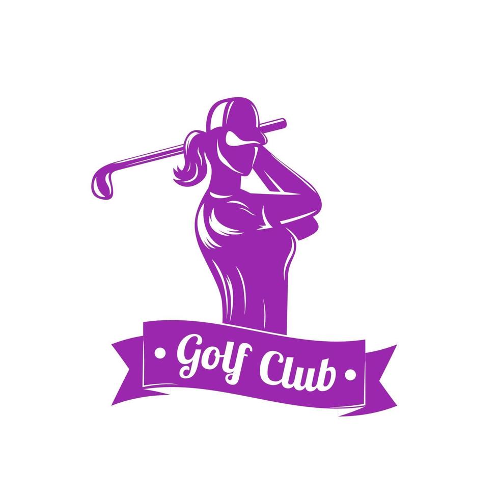 logo da golf con mazza oscillante da ragazza vettore