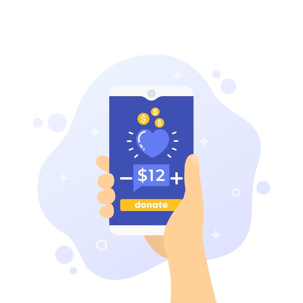 app per donazioni, telefono in mano, vettore