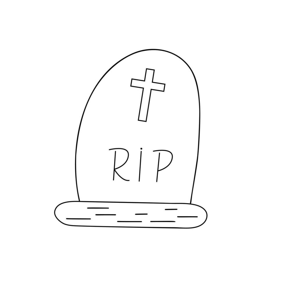 vecchio tomba lapide con strappare lettere semplice schema mano disegnato vettore illustrazione, Halloween vacanza tradizionale festivo simbolo design elemento