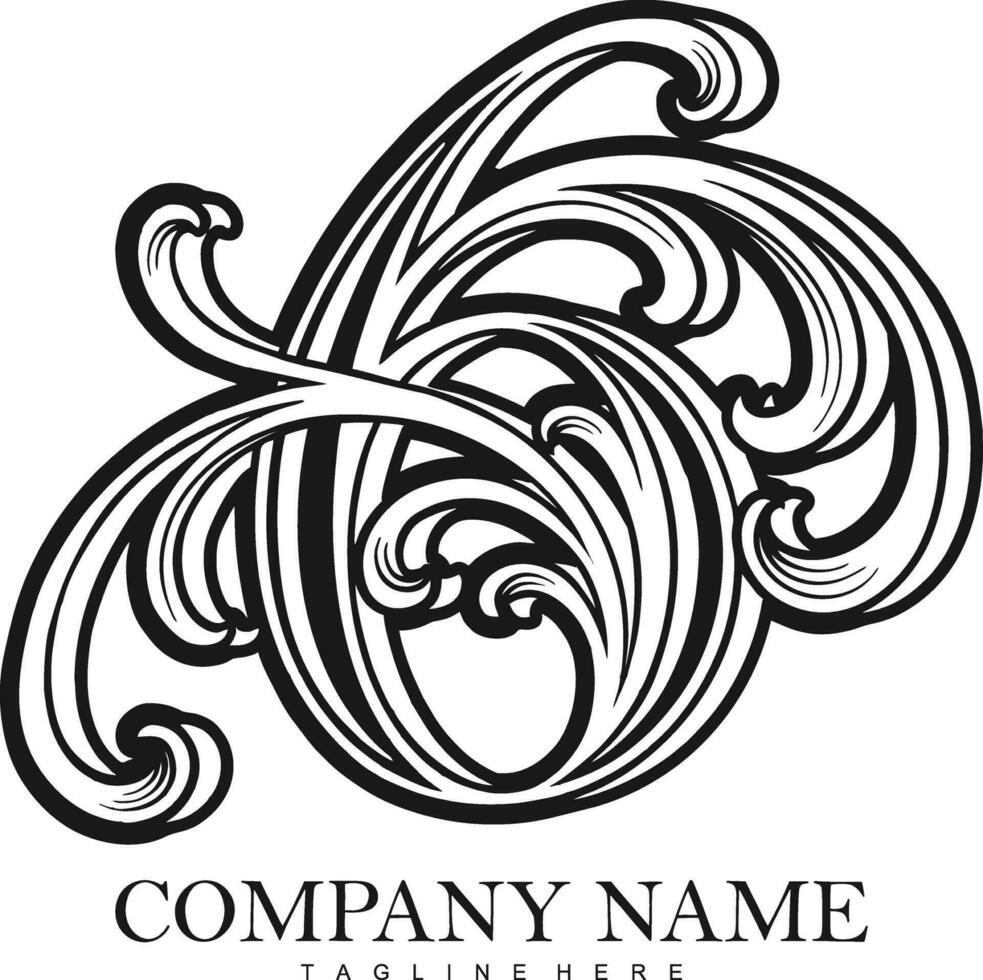 Vintage ▾ eleganza numero 6 monogramma logo schema vettore illustrazioni per il tuo opera logo, merce maglietta, adesivi e etichetta disegni, manifesto, saluto carte pubblicità attività commerciale azienda o Marche.