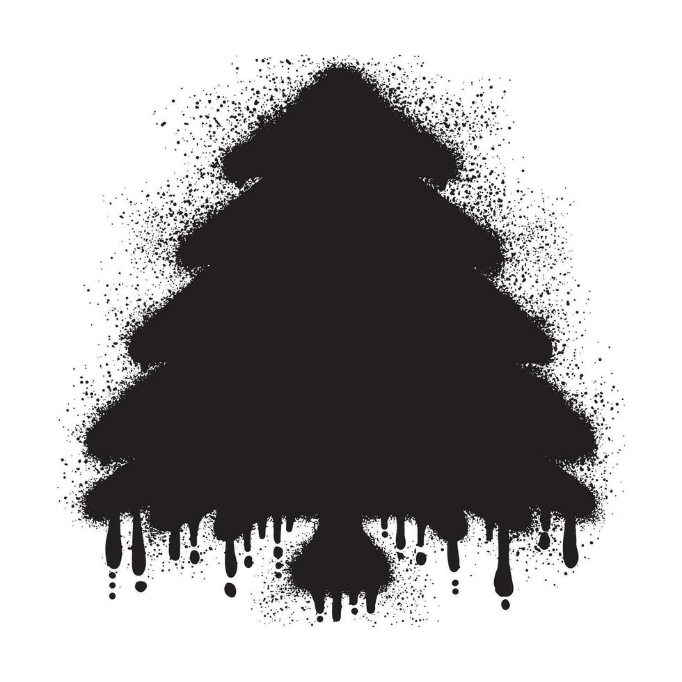 Natale albero graffiti con nero spray dipingere vettore