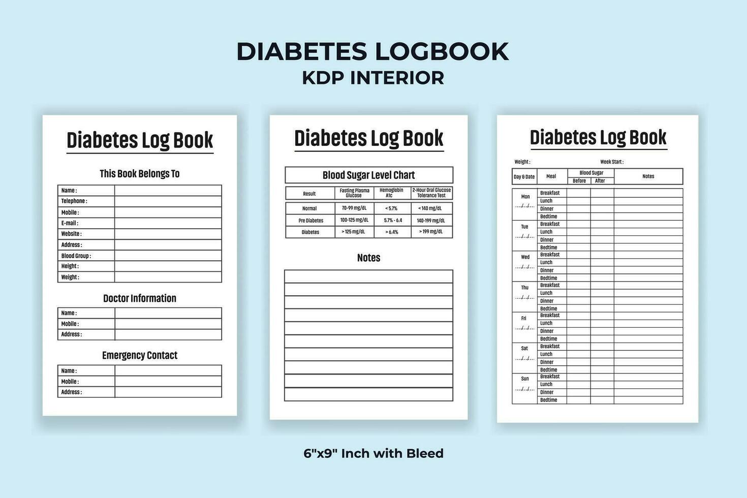 diabete log libro kdp interno vettore