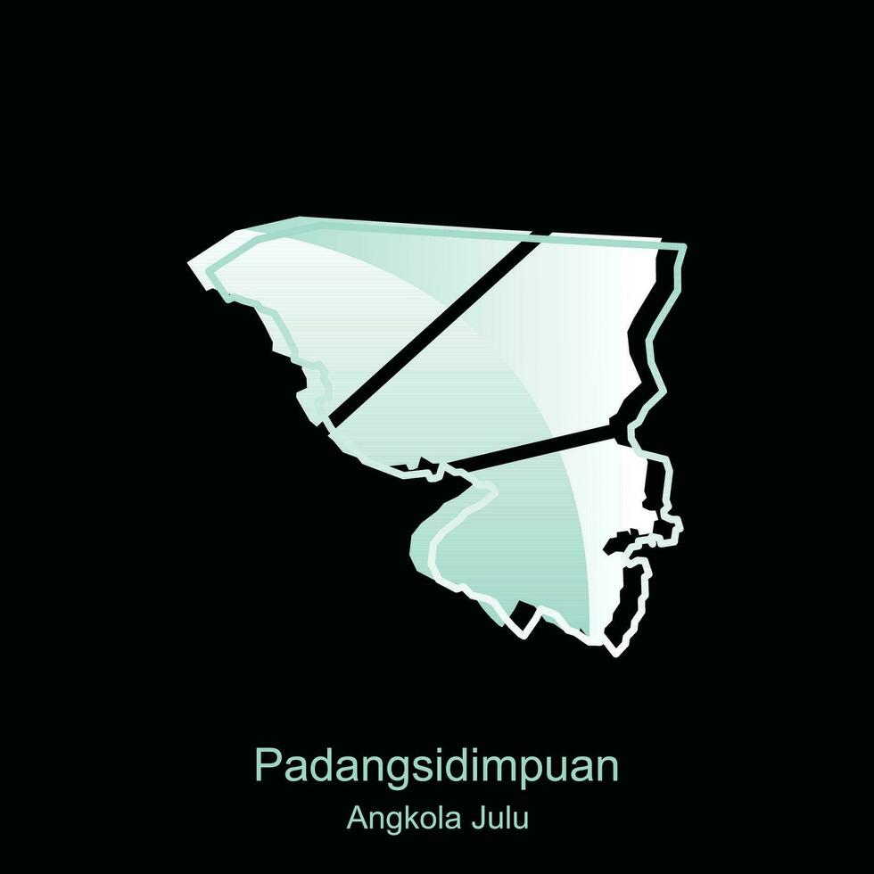 alto dettagliato vettore carta geografica di padangsidimpuan angkola luglio città moderno schema, logo vettore design. astratto, disegni concetto, logo, logotipo elemento per modello.