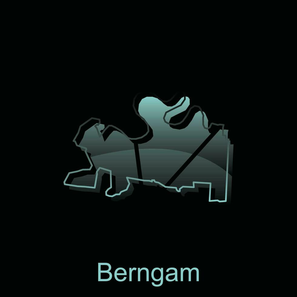 alto dettagliato vettore carta geografica di Berngam città moderno schema, logo vettore design. astratto, disegni concetto, logo, logotipo elemento per modello.