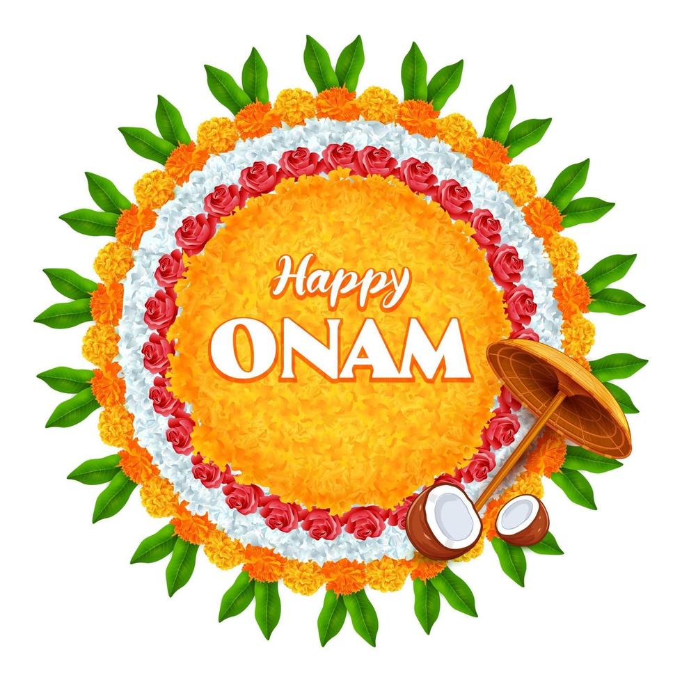 sfondo onam festival tradizionale dell'india del sud vettore