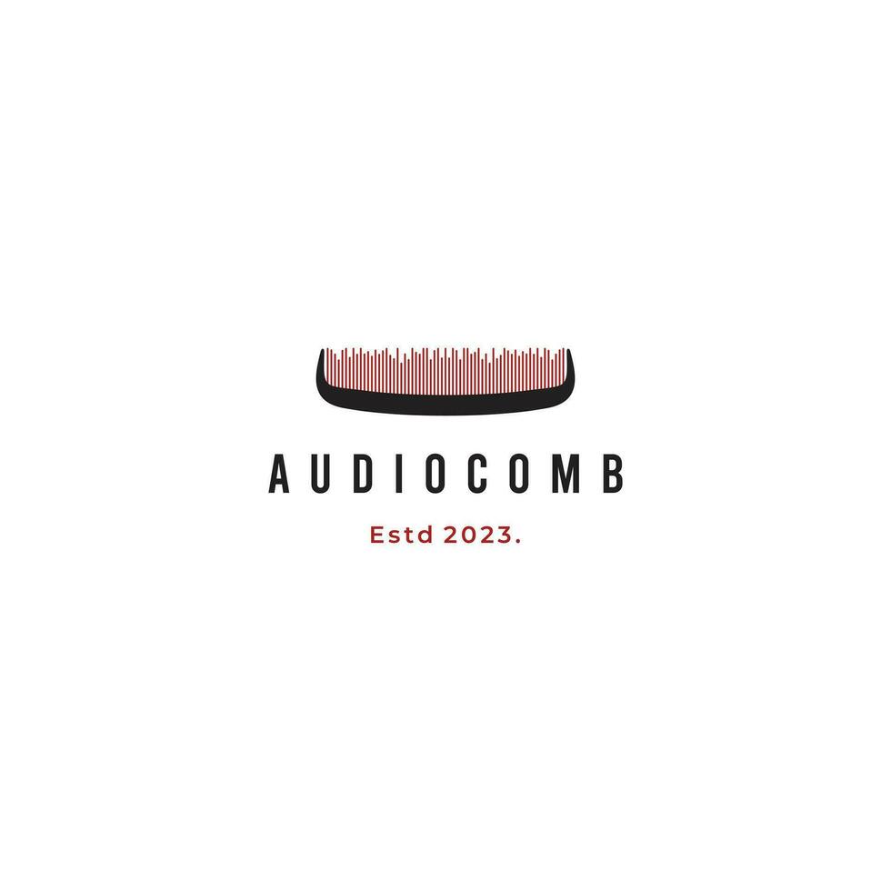 Audio pettine logo icona, pettine combinare con suono onda logo concetto vettore