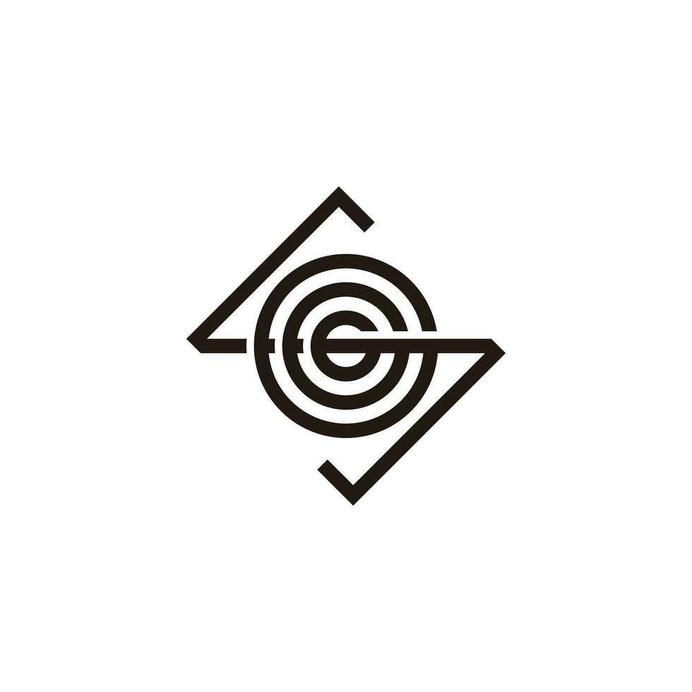 lettera S strisce cerchi sovrapposizione logo vettore