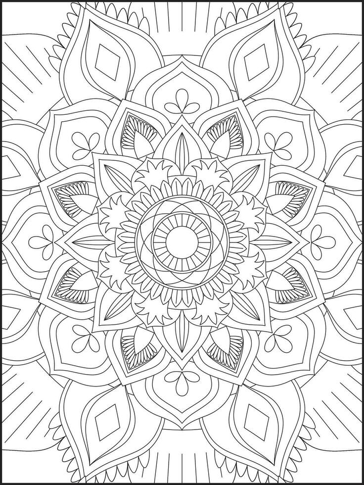 colorazione libro pagine. mandala. astratto islamico fiore. figli di e adulto anti stress colorazione libro. bianca sfondo, nero schema. vettore azione illustrazione. modello mandala colorazione pagine