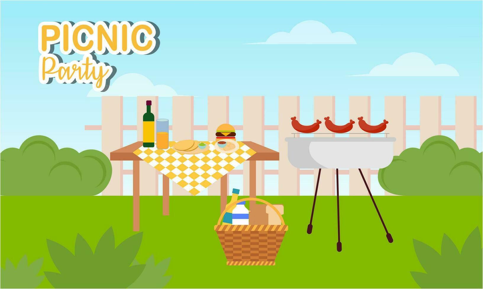 picnic festa celebrazione scena illustrazione vettore