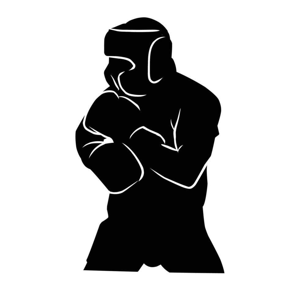 pugile silhouette mano disegno. grafico risorse nel il modulo di ombre di boxe Giocatori quello può essere Usato per sfondo disegni vettore