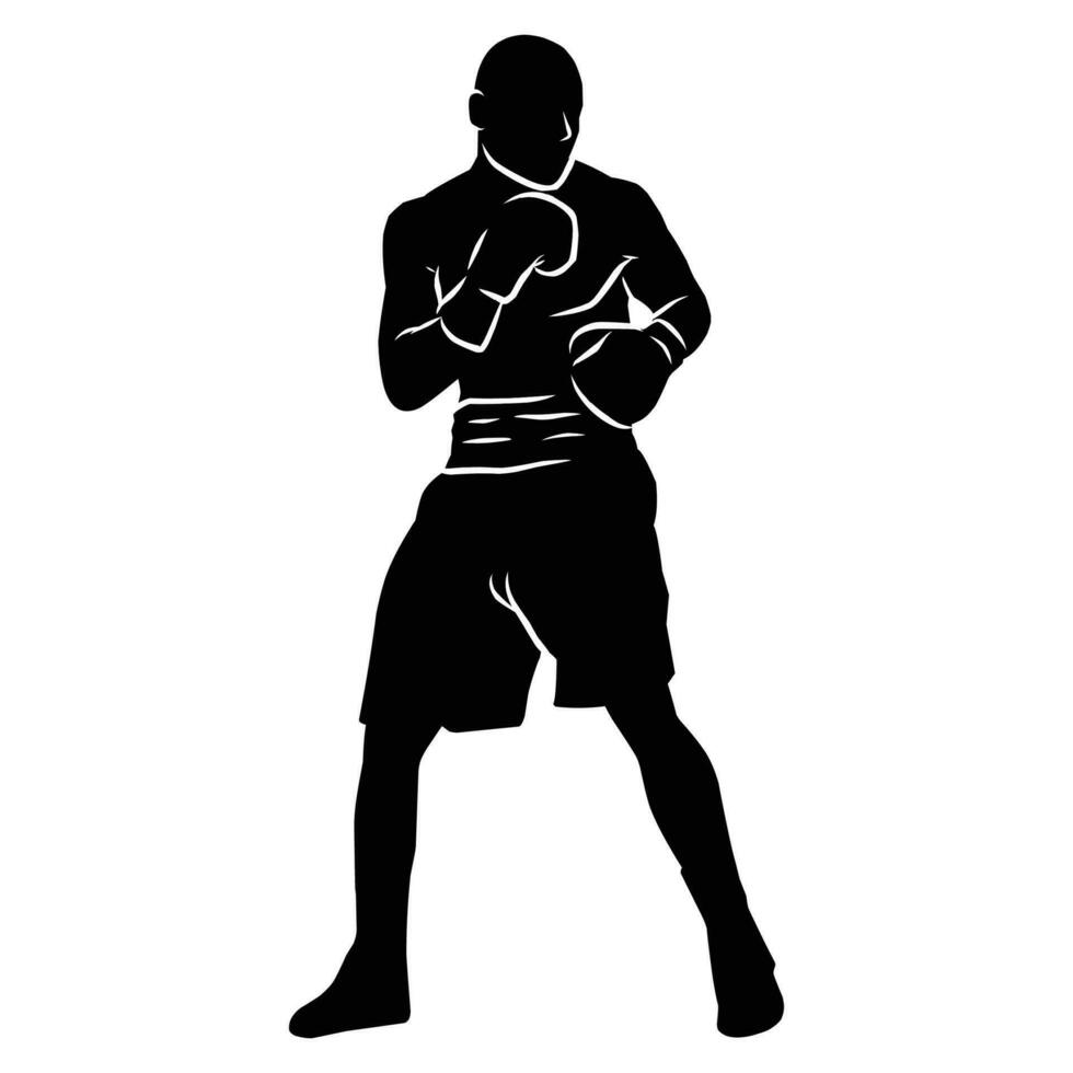 pugile silhouette mano disegno. grafico risorse nel il modulo di ombre di boxe Giocatori quello può essere Usato per sfondo disegni vettore