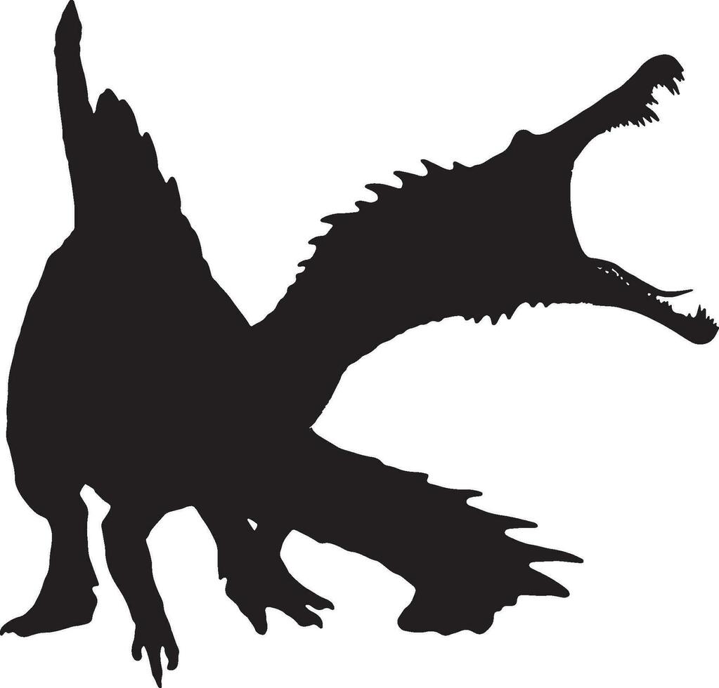Spinosaurus nero silhouette isolato sfondo vettore