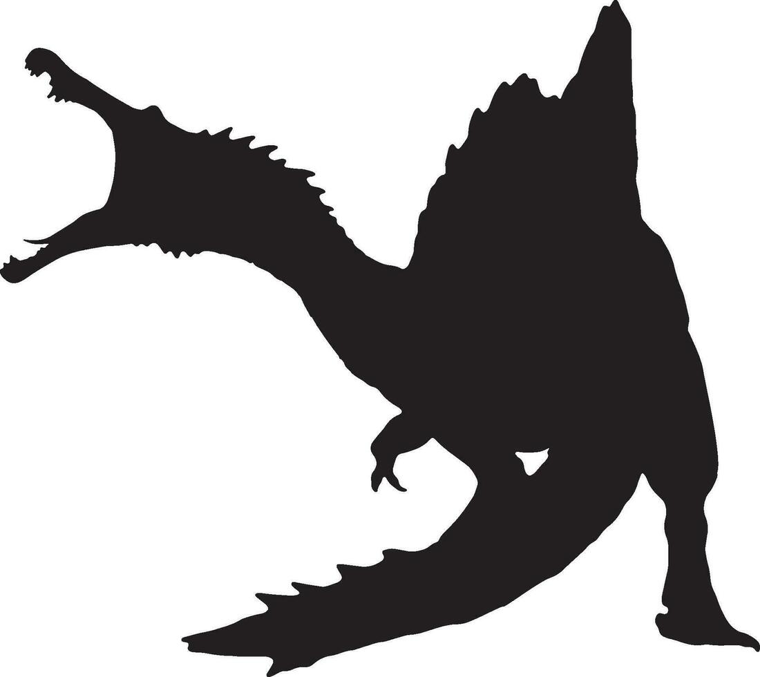 Spinosaurus nero silhouette isolato sfondo vettore