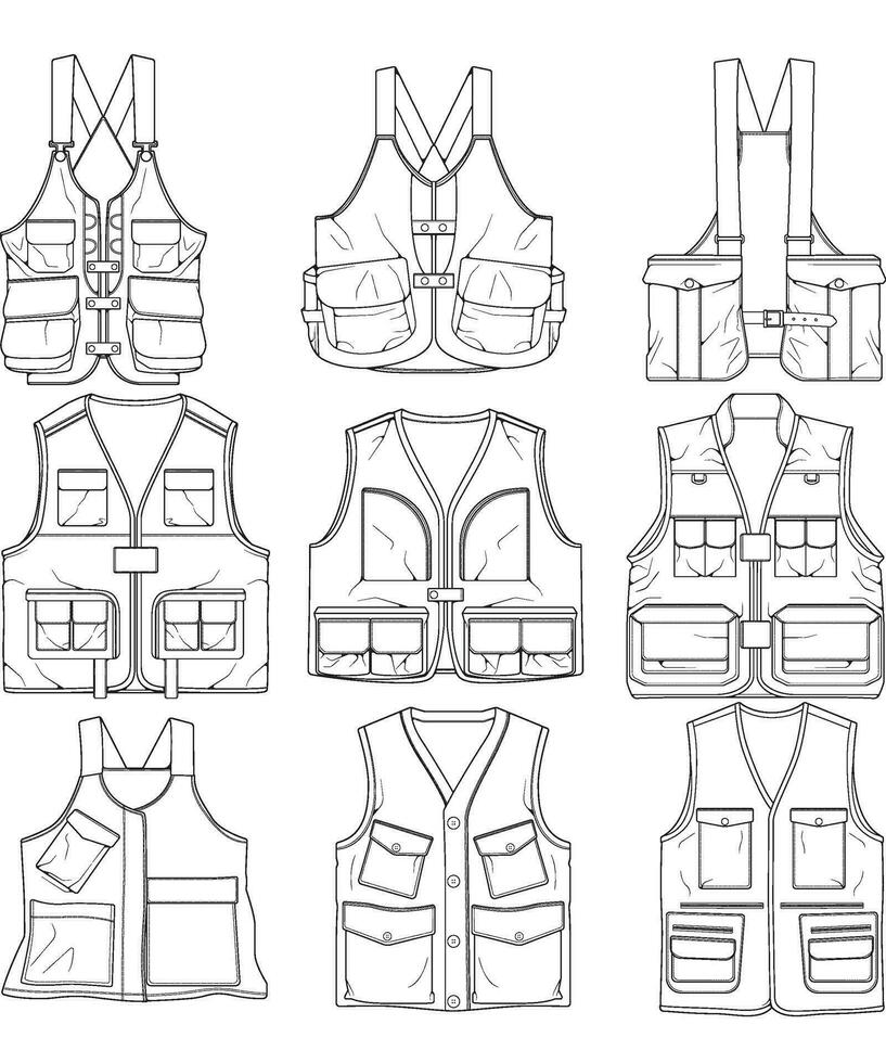 impostato di veste schema disegno vettore, veste nel un' schizzo stile, formatori modello schema, vettore illustrazione.