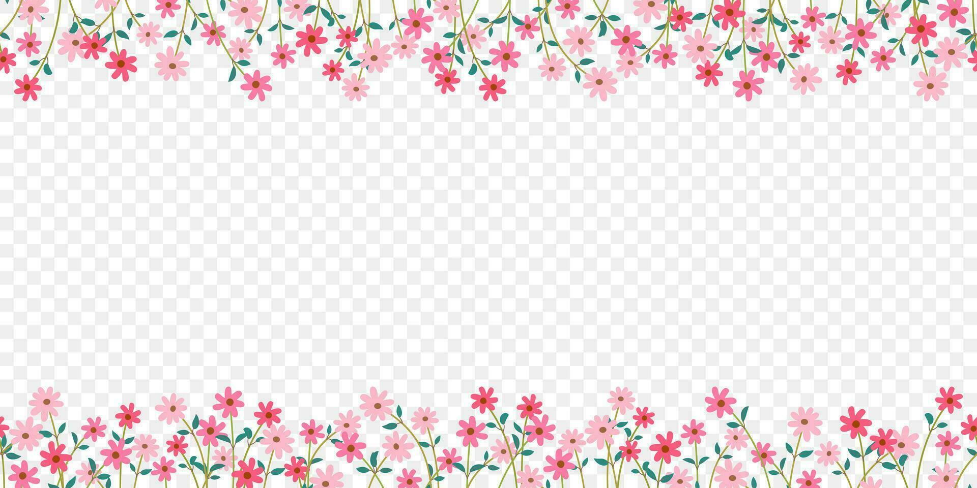 rosa fiore vettore confine primavera botanico piatto vettore illustrazione